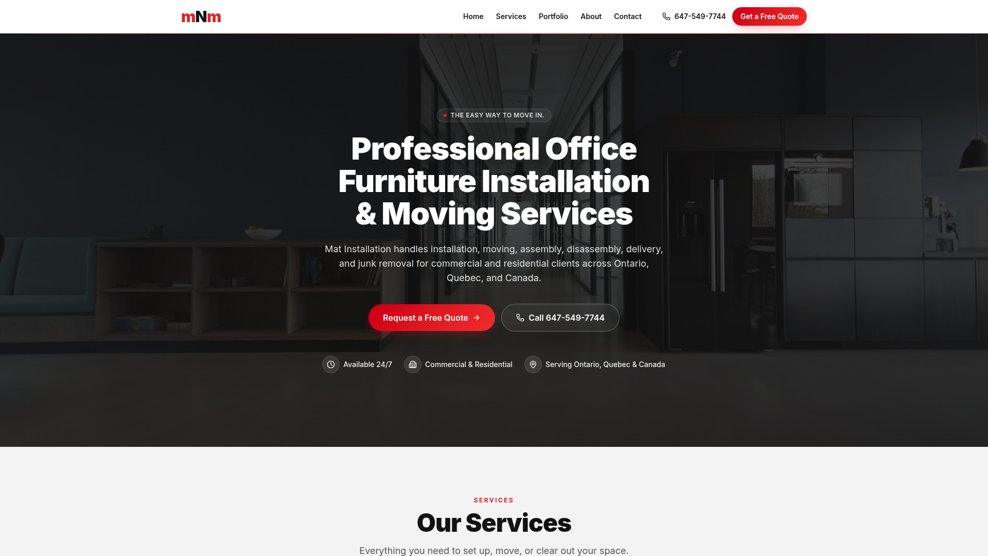 Page d'accueil du site de Mat Installation